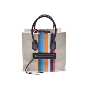 Celine Luggage Phantom Canvas Handbag Ivory White Multicolor